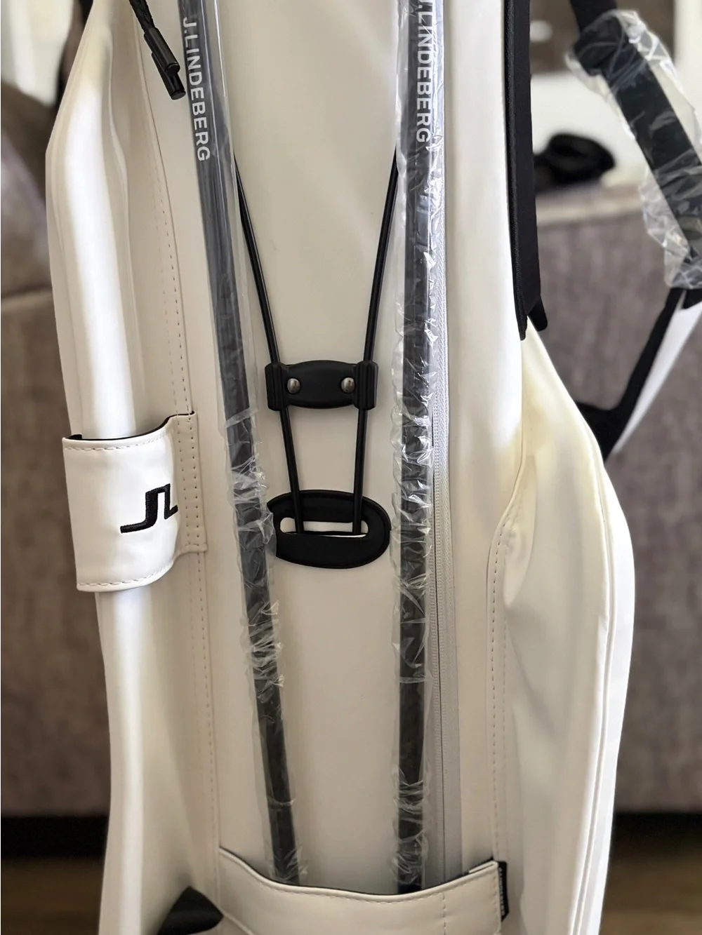 J.Lindeberg White and Black Golf Carry Bag